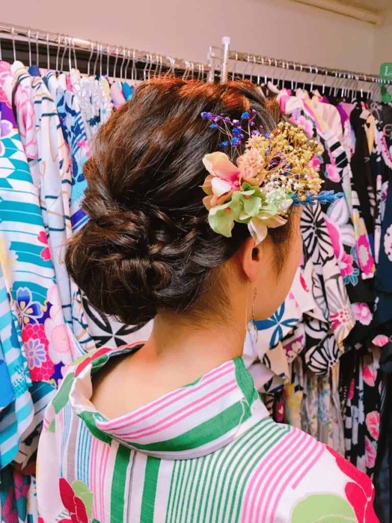 Sophisticated Dark Brown Updo With Flowers — Classy Japan Hairstyles