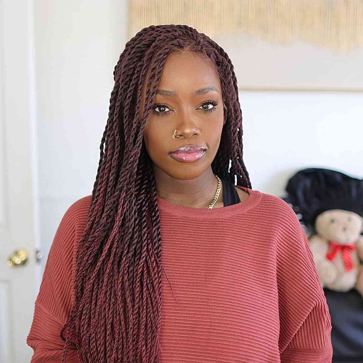 Mid-Back Burgundy Kinky Twists — Classy Kinky Hair
