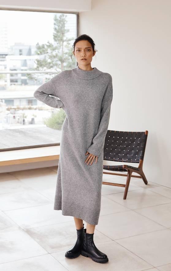 Oversized Grey Fine Knit Midi Dress Oversized Grey Fine Knit Midi Dress — Classy Knit Outfits
