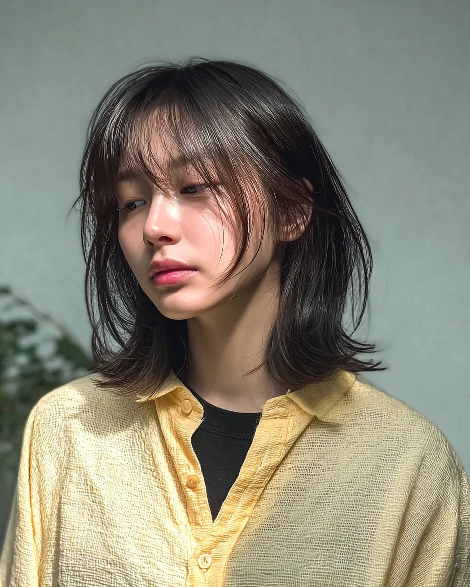 Collarbone Lob With See-Through Bangs — Classy Korean Haircuts