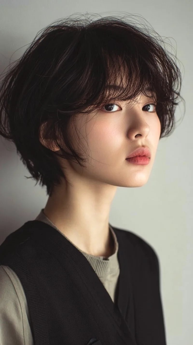 Mid-Back Face-Framing Layers With Curtain Bangs, Ear — Classy Korean Haircuts