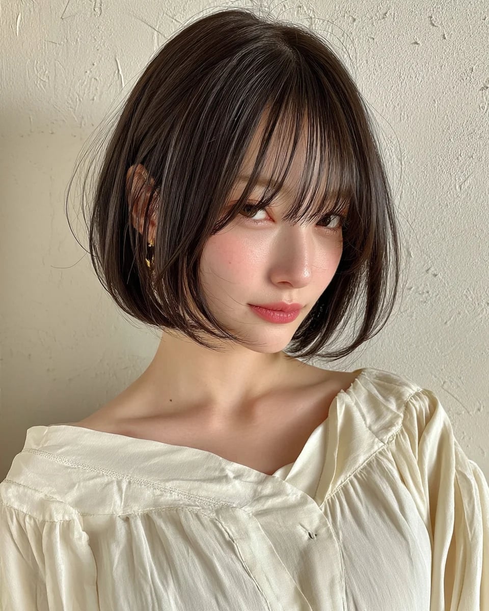 Chin Blunt Bob With Wispy Bangs — Classy Korean Haircuts
