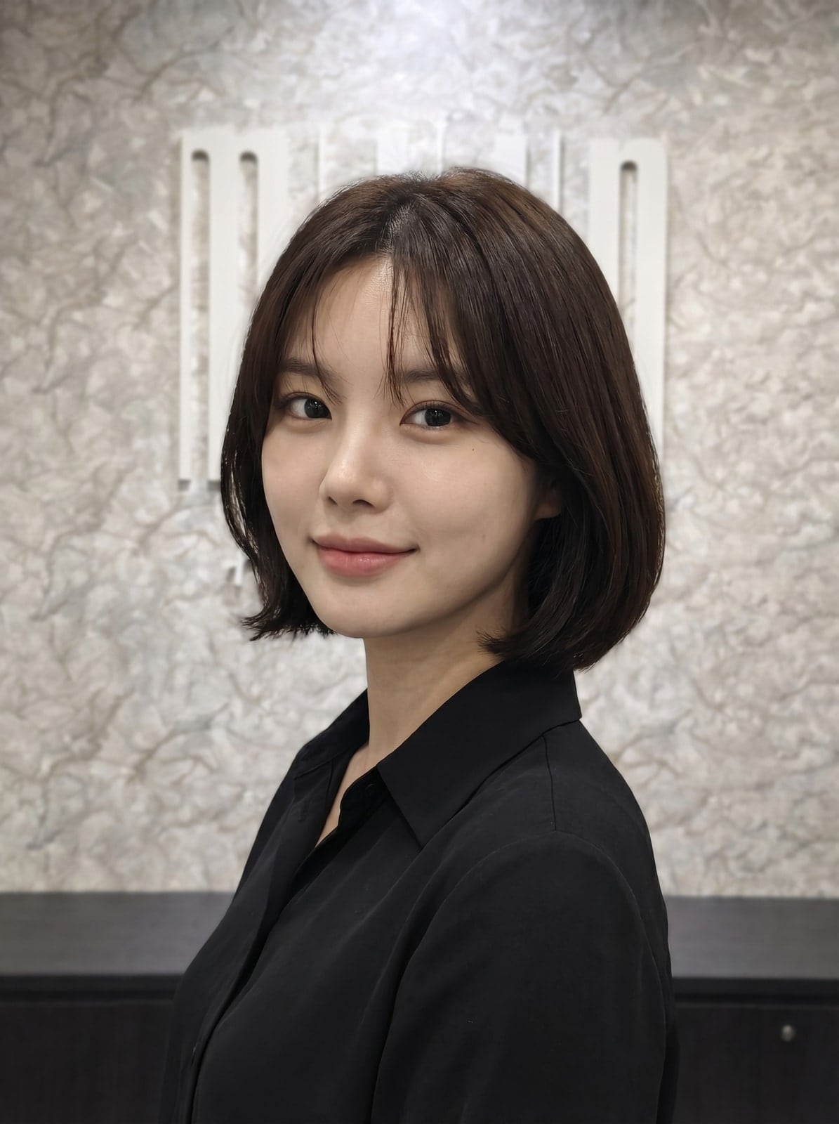 Chin Bob With Blunt Bangs and Appearing Fine In Texture — Classy Korean Haircuts