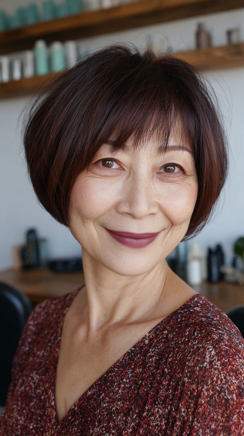 Ear-Length Rounded Bob With Full Bangs — Classy Korean Haircuts