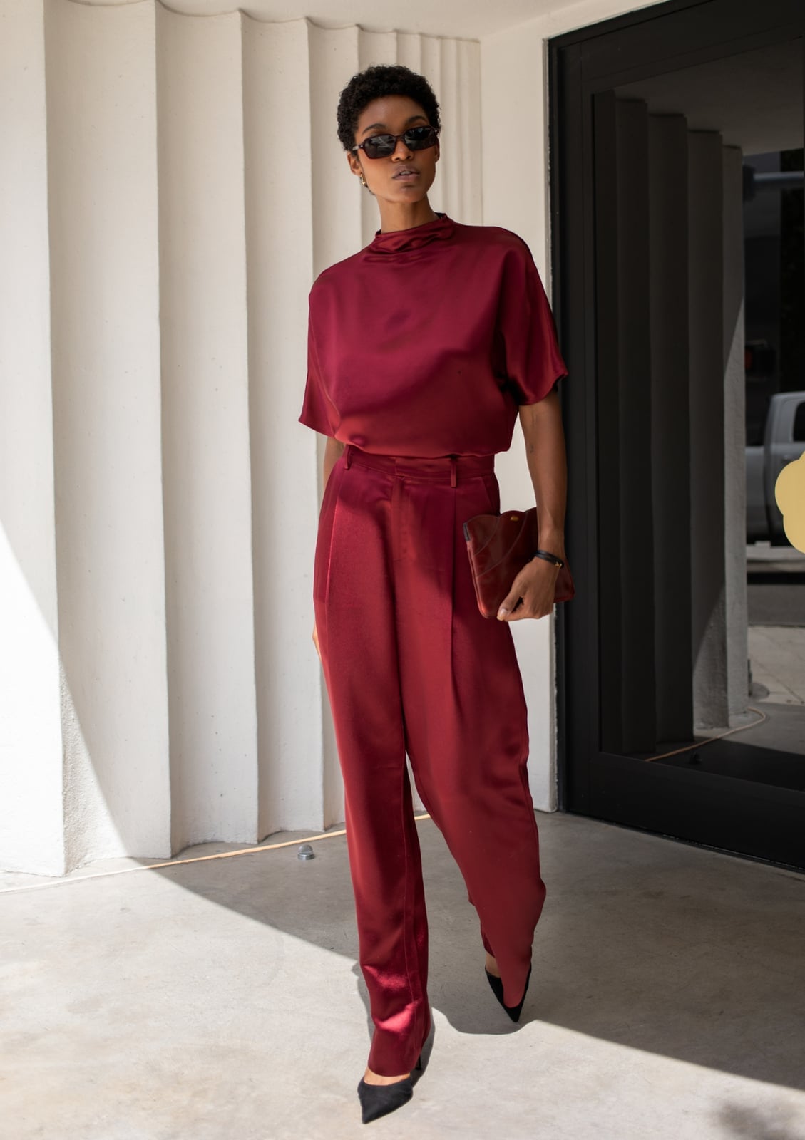 Monochromatic Satin Outfit Monochromatic Satin Outfit — Classy La Outfits