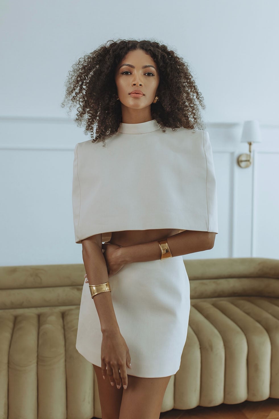Cream Crop Top with Structured Shoulders Cream Crop Top with Structured Shoulders — Classy La Outfits