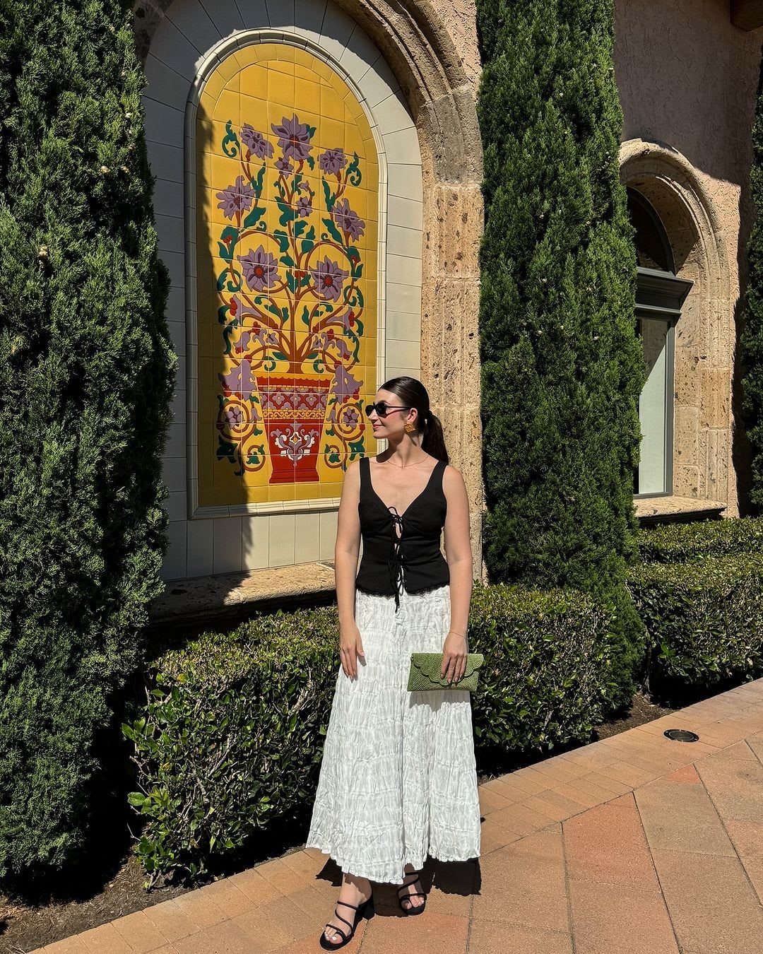 Crinkled White Lace-Trimmed Maxi Skirt — Classy Lace Skirt Outfit