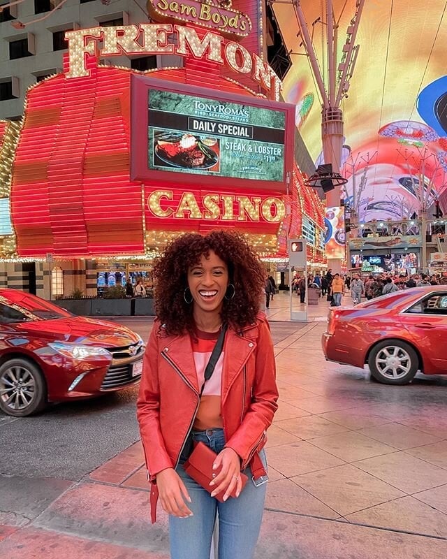 Red Leather Moto Jacket Over Striped Crop Top And Jeans Red Leather Moto Jacket Over Striped Crop Top And Jeans — Classy Las Vegas Outfits