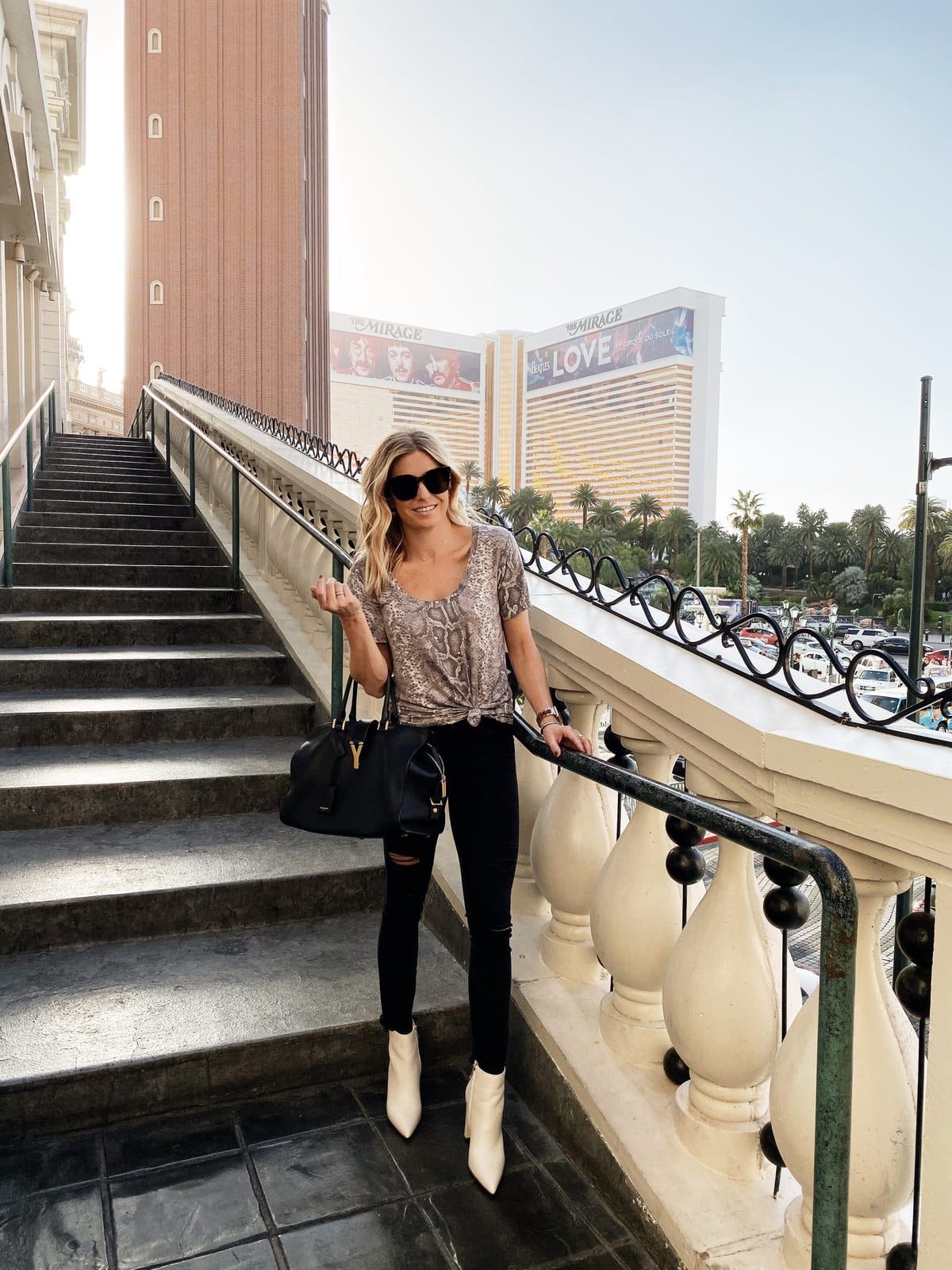 Snakeskin Print Top With Ripped Black Skinny Jeans Snakeskin Print Top With Ripped Black Skinny Jeans — Classy Las Vegas Outfits