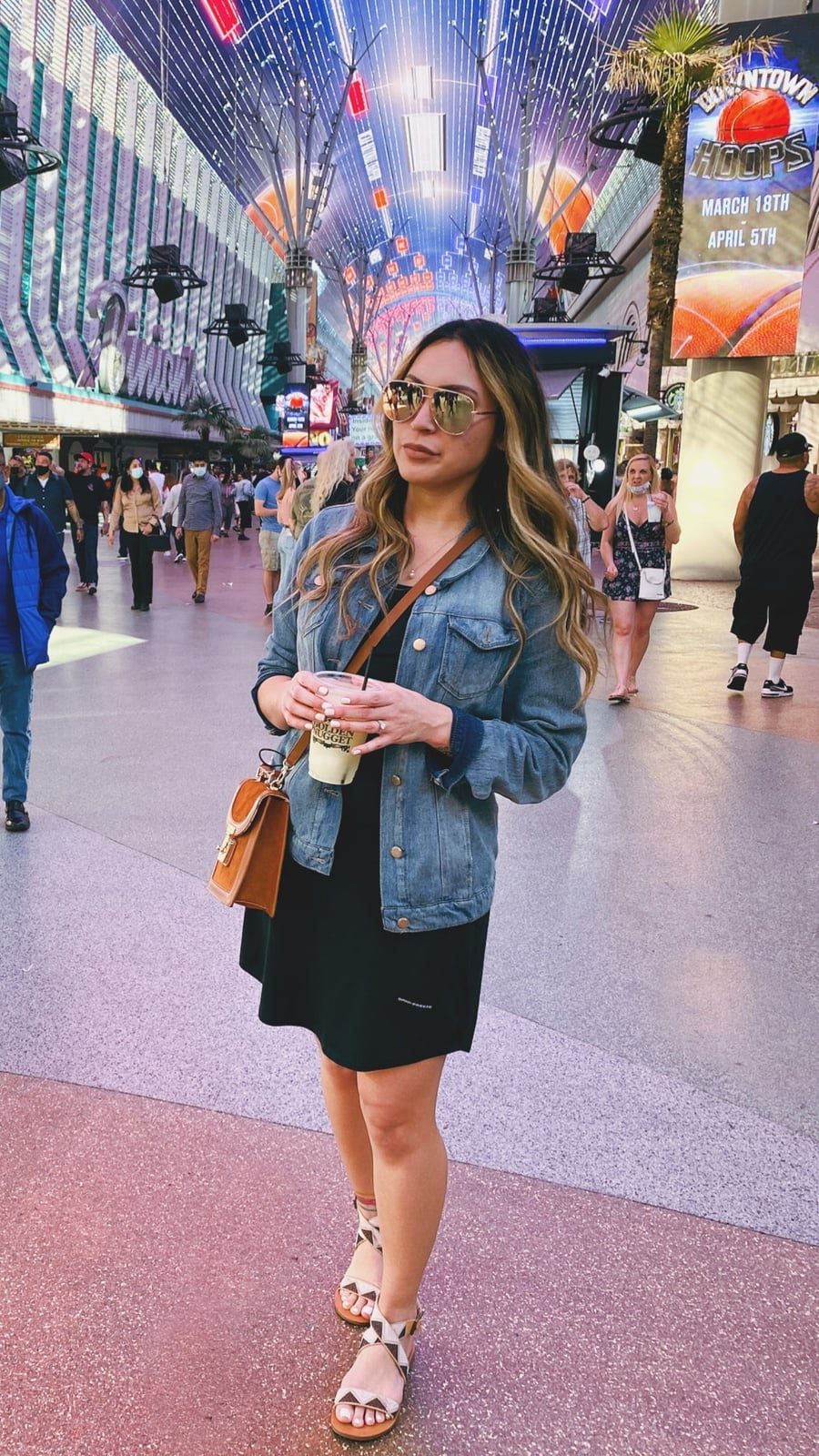 Black Mini Dress Layered With Denim Jacket Black Mini Dress Layered With Denim Jacket — Classy Las Vegas Outfits