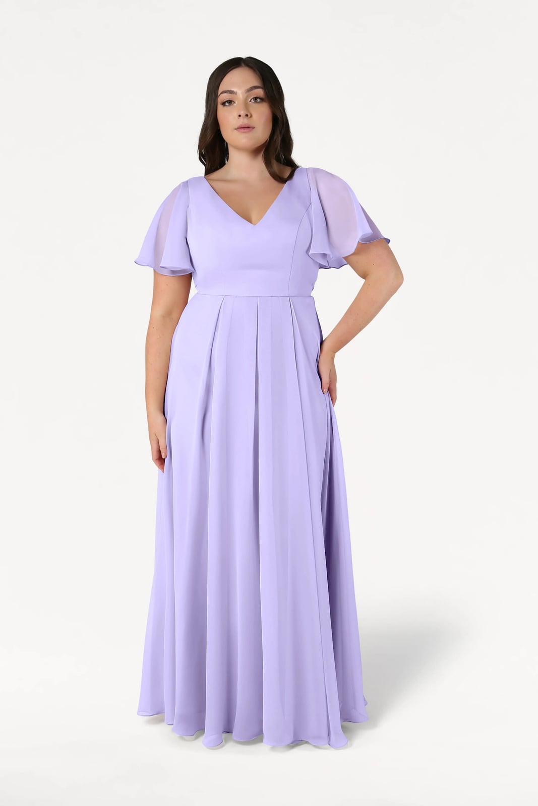 Lavender Chiffon Maxi Dress With Pleated Skirt Lavender Chiffon Maxi Dress With Pleated Skirt — Classy Lavender Dress