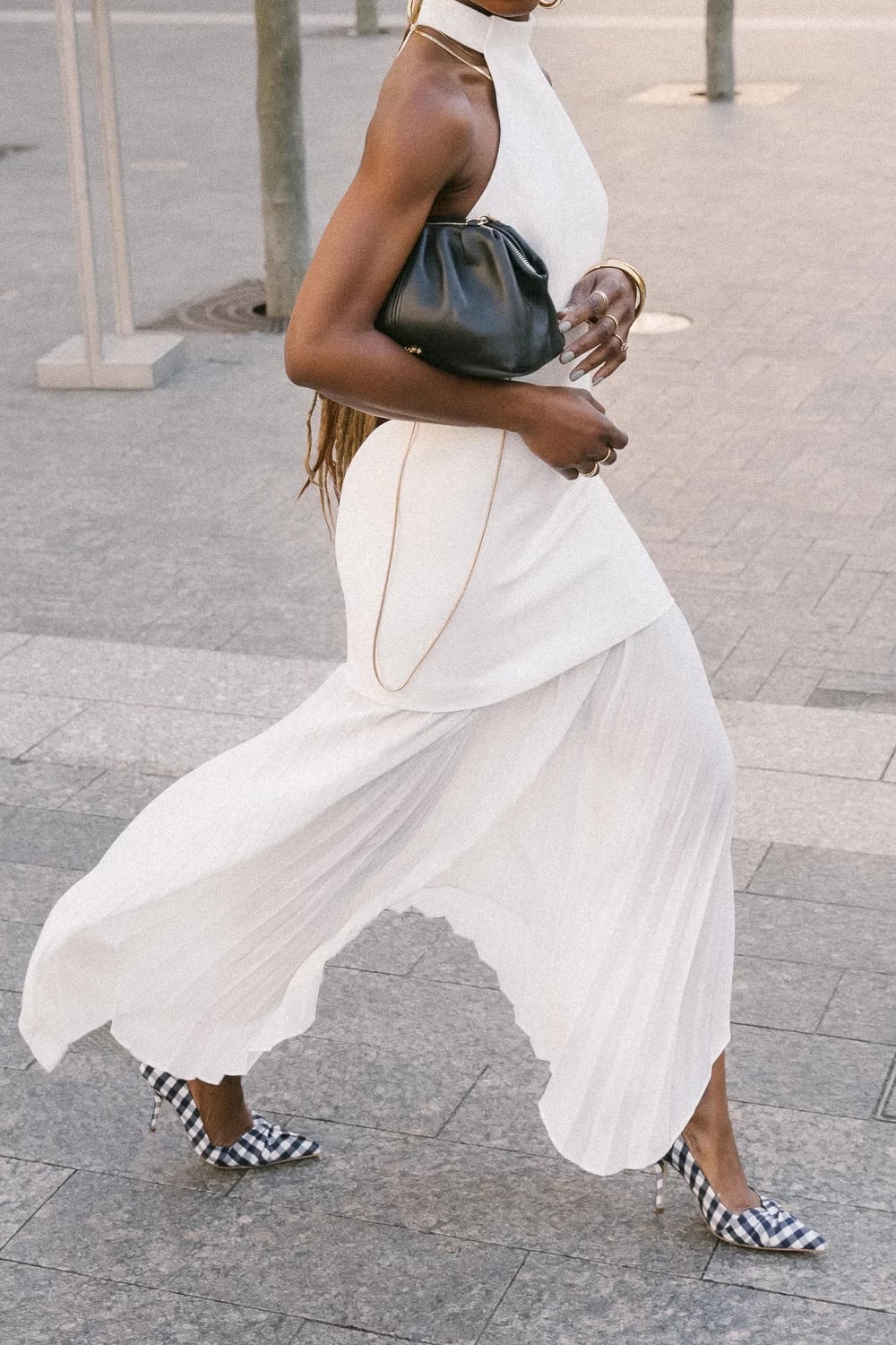 White Dress With Pleated Skirt Detail — Classy Layering Dress