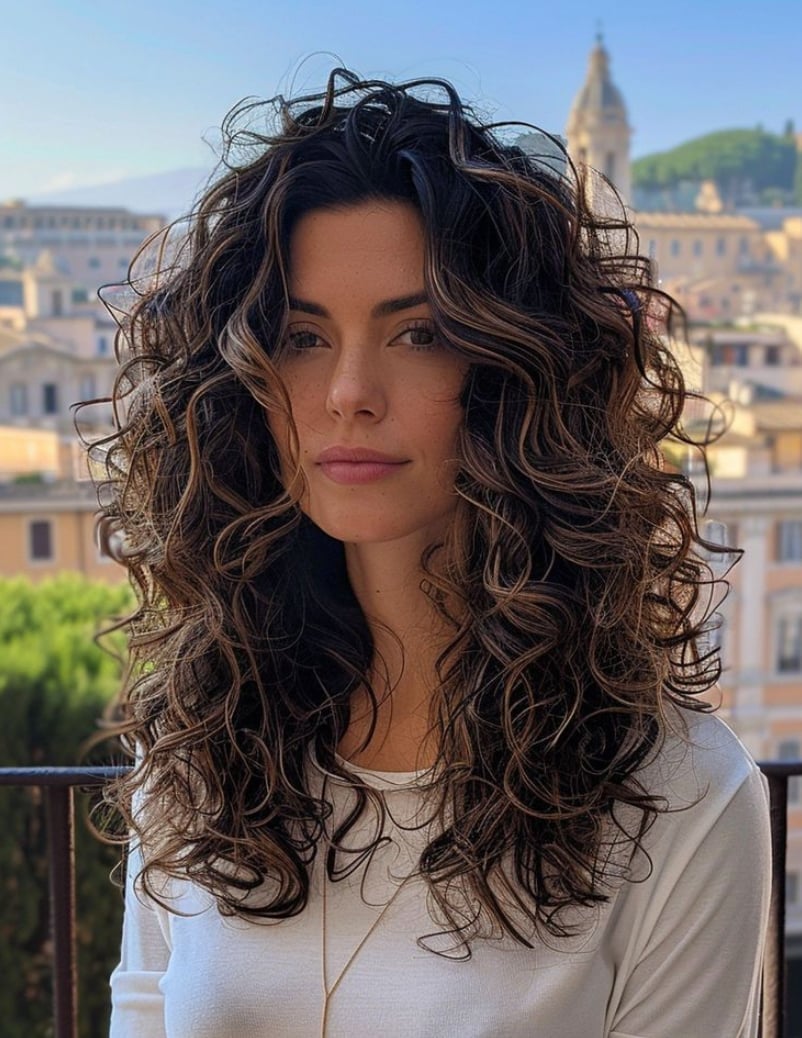 Mid-Back Layers With Natural Curls Mid-Back Layers With Natural Curls — Classy Layers Wig