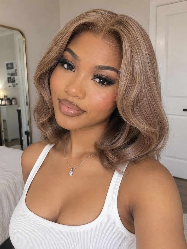 Shoulder Length Bob With Beige Blonde Layers Shoulder Length Bob With Beige Blonde Layers — Classy Layers Wig