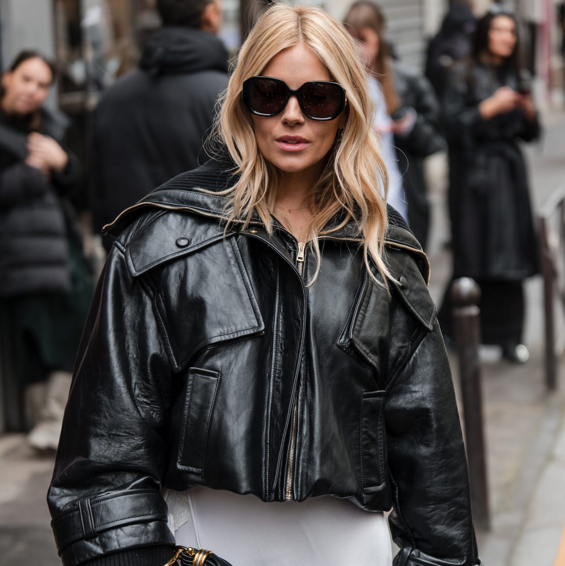 Oversized Cropped Black Leather Bomber Jacket Oversized Cropped Black Leather Bomber Jacket — Classy Leather Outfits