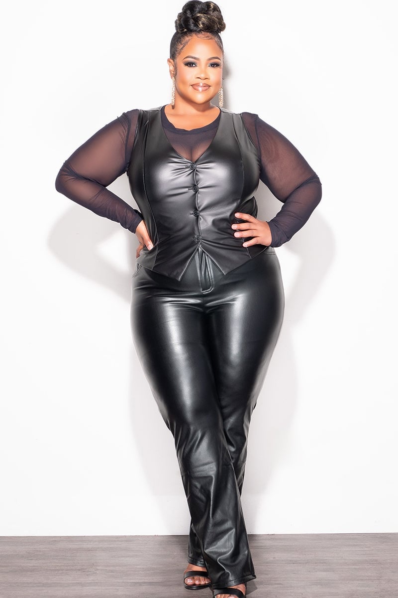 Leather Pants With Mesh Top And Leather Vest — Classy Leather Pants Outfits