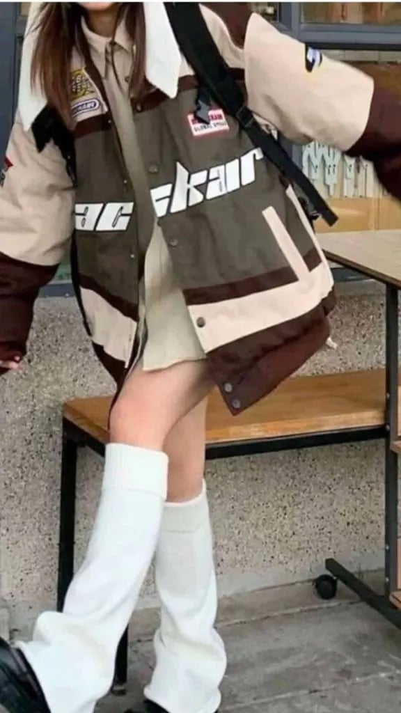 Oversized Jacket With White Leg Warmers Oversized Jacket With White Leg Warmers — Classy Leg Warmers Outfits