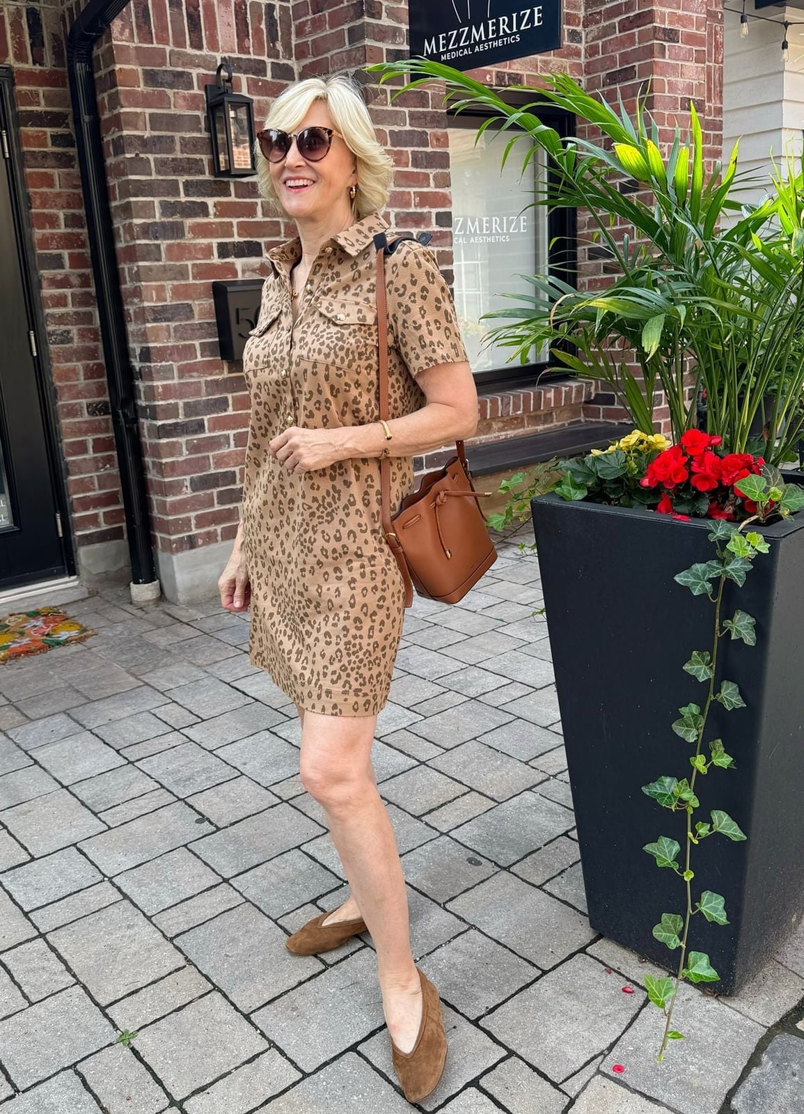 Leopard Shirt Dress with Suede Flats Leopard Shirt Dress with Suede Flats — Classy Leopard Outfits