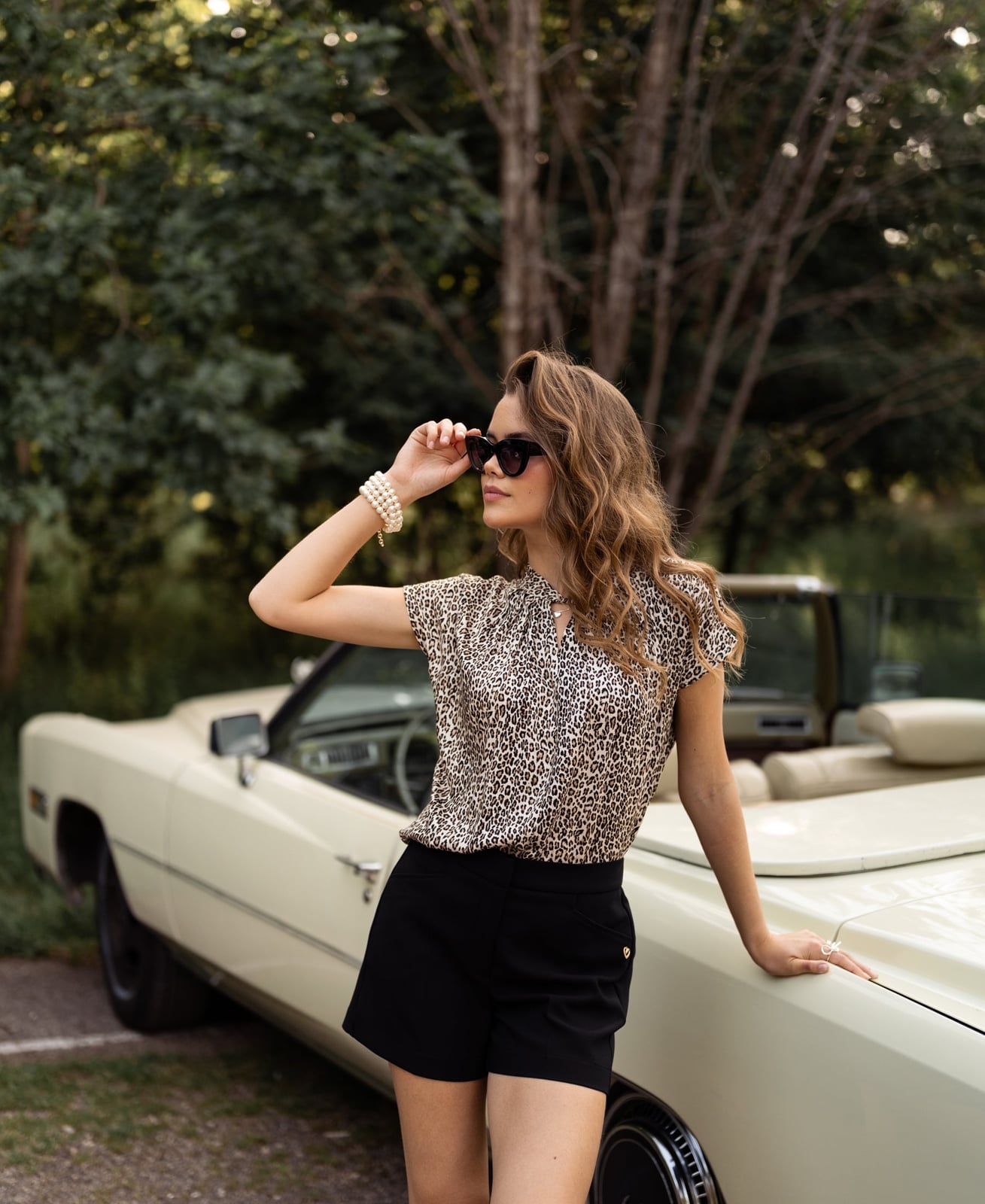 Leopard Blouse with Black Shorts Leopard Blouse with Black Shorts — Classy Leopard Outfits