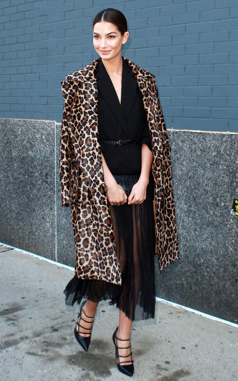Leopard Trench Coat Over Sheer Skirt Dress Leopard Trench Coat Over Sheer Skirt Dress — Classy Leopard Outfits