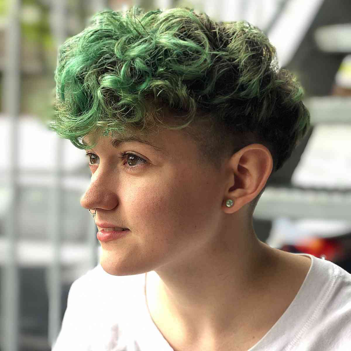 Vibrant Green Textured Cut With Undercut — Classy Lesbian Haircuts