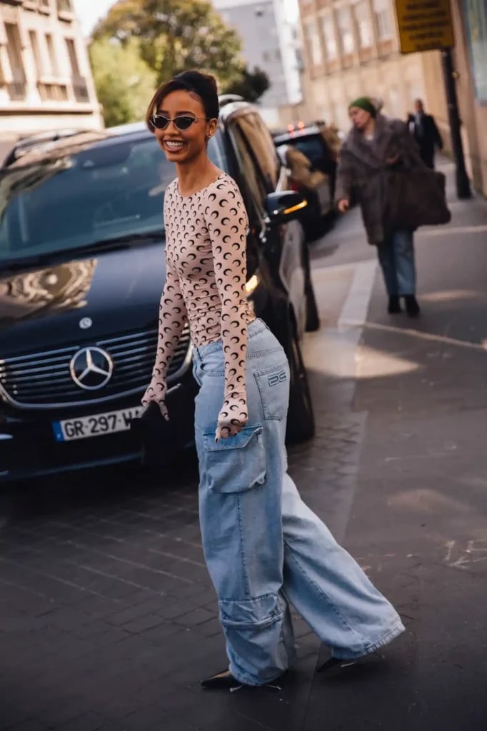 Light Blue Baggy Cargo Jeans with Pink Mesh Top Light Blue Baggy Cargo Jeans with Pink Mesh Top — Classy Light Blue Jeans Outfits