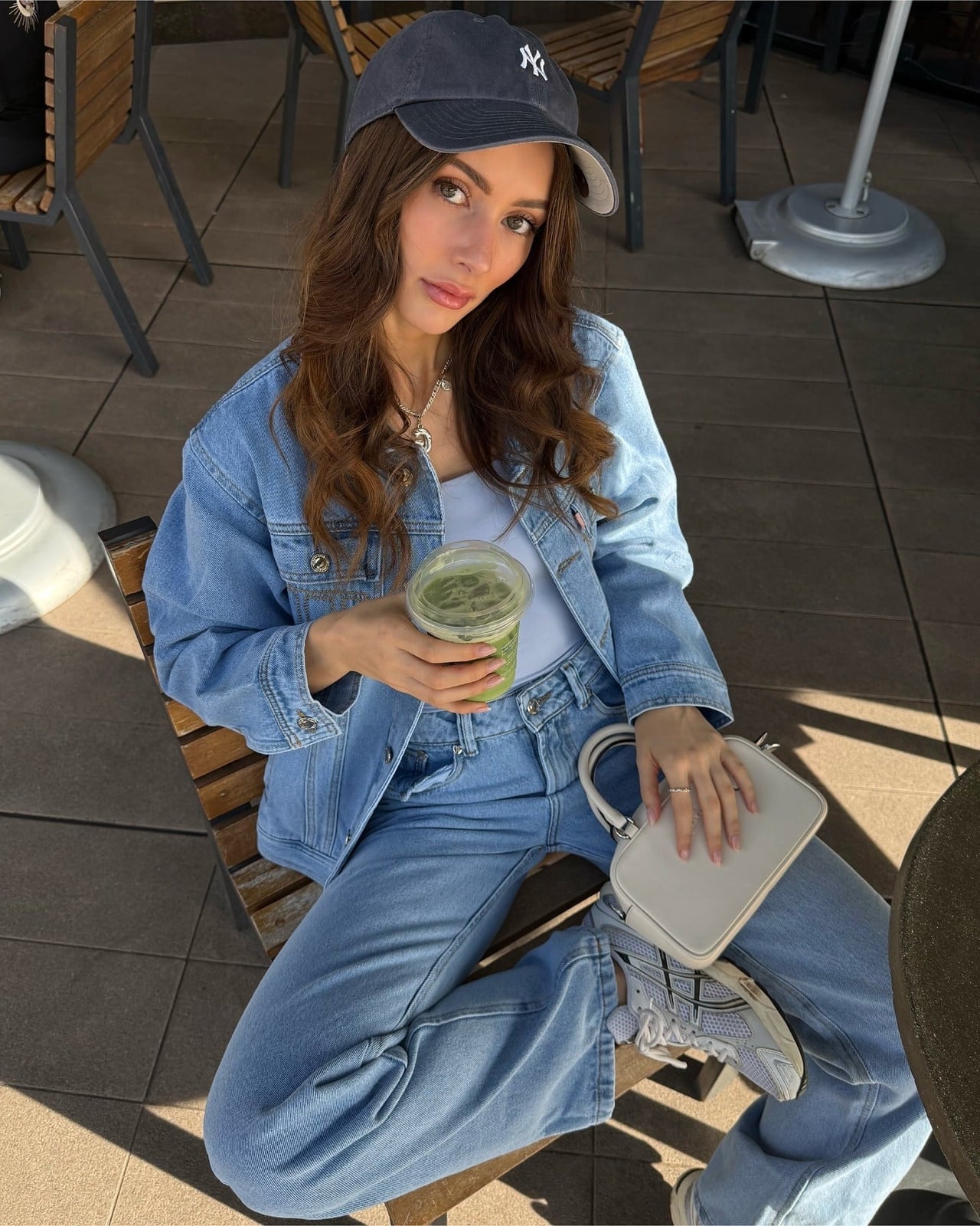 Light Blue Denim Jacket and Matching Jeans with Grey Sneakers Light Blue Denim Jacket and Matching Jeans with Grey Sneakers — Classy Light Blue Jeans Outfits