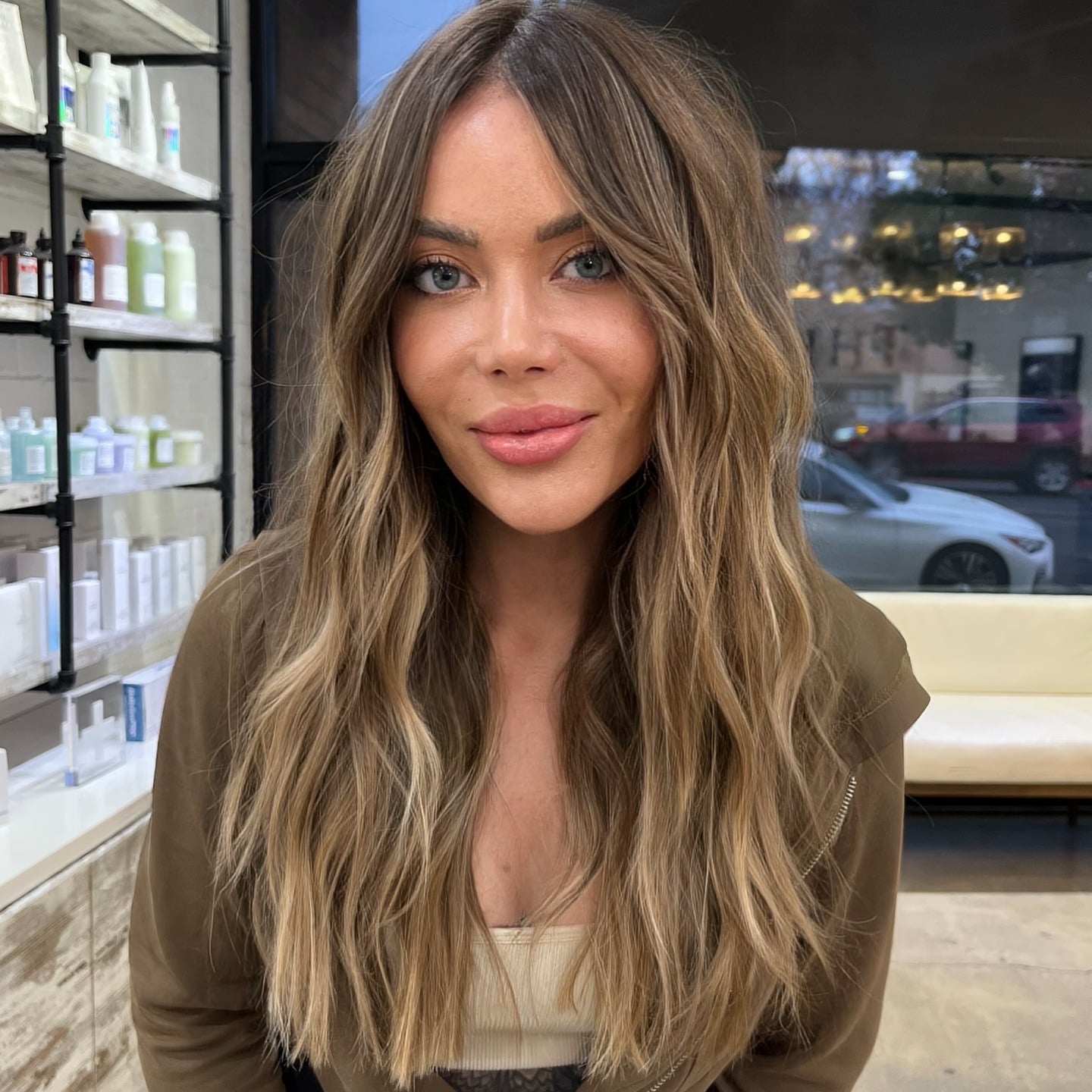 Mid-Back Waves With Subtle Balayage Highlights — Classy Light Brown Balayage