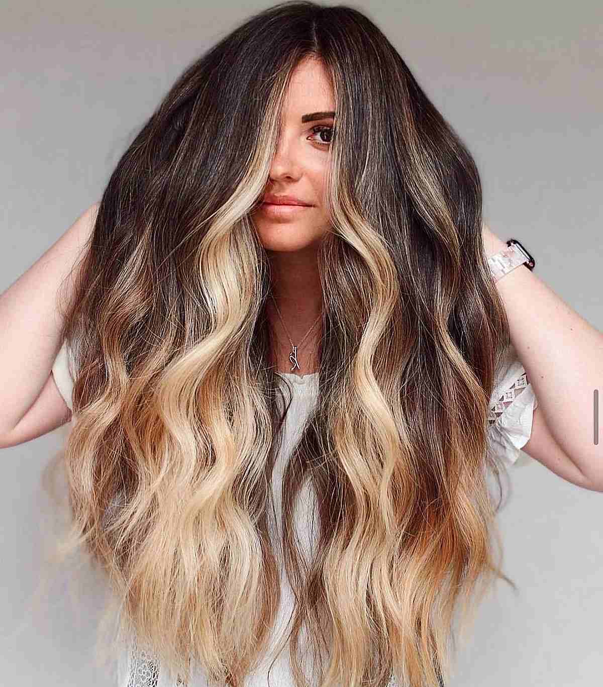 Dark Brown With Dramatic Blonde Balayage — Classy Light Brown Balayage
