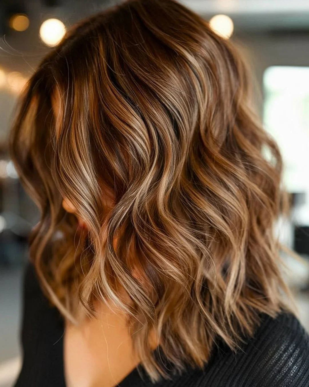 Chin Length Wavy Bob With Subtle Balayage — Classy Light Brown Balayage