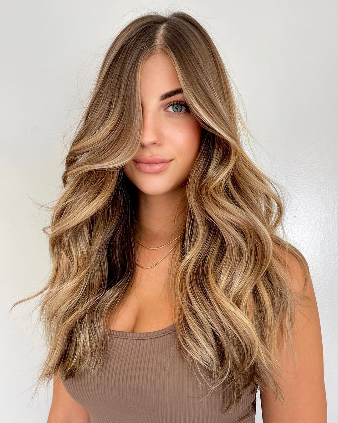 Collarbone Layers With Face-Framing Blonde Highlights — Classy Light Brown Hair with Blonde