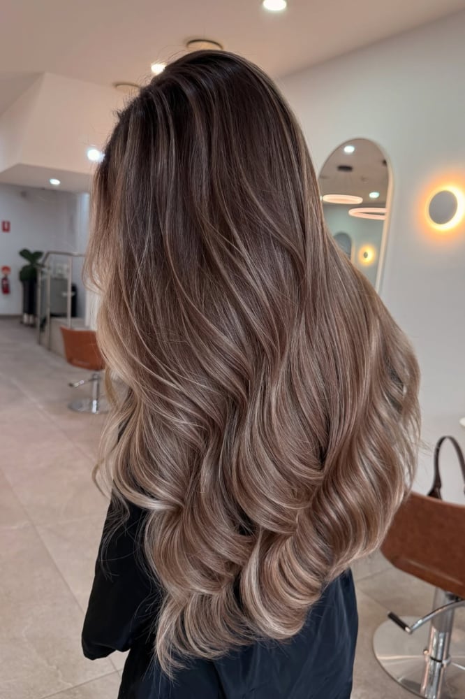 Long Layered Hair With Seamless Balayage Blonde — Classy Light Brown Hair with Blonde