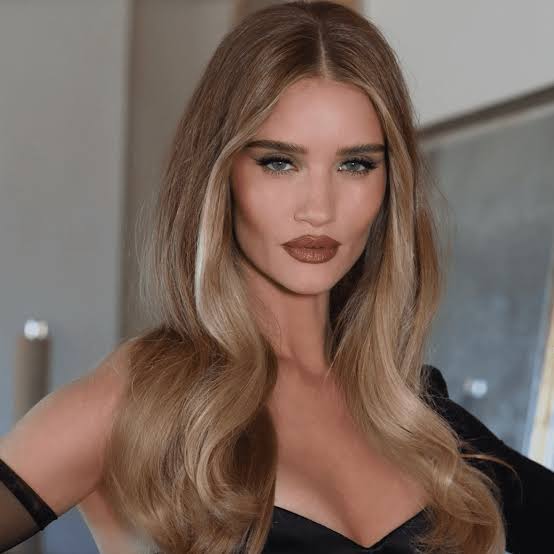 Mid-Back With Blonde Money Piece And Curtain Bangs, Close-Up Take — Classy Light Brown Hair with Blonde