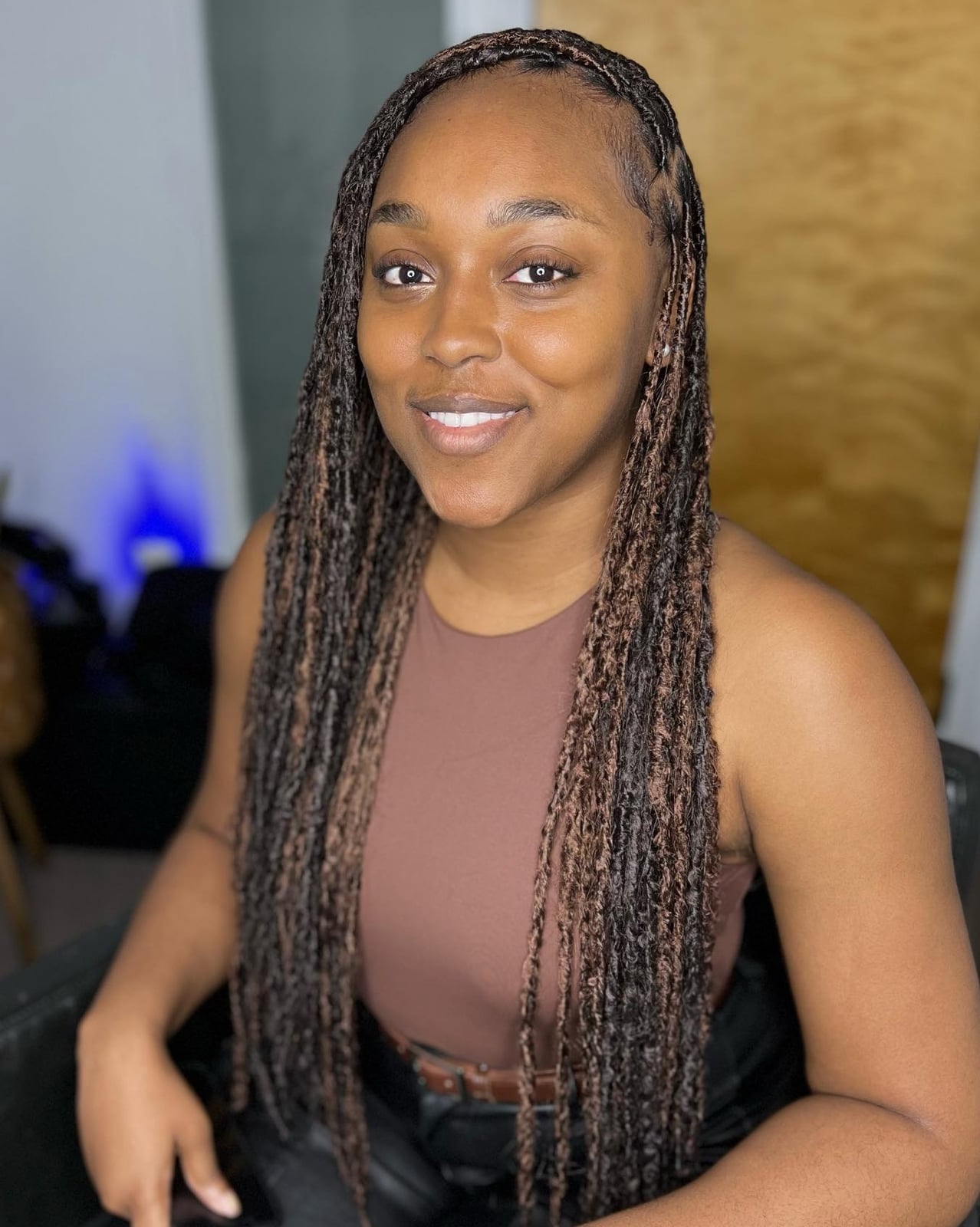 Mid-Back Faux Locs With Subtle Highlights — Classy Locs Hair