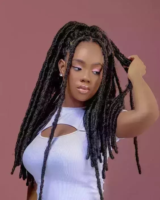 Mid-Back Wavy Locs With Subtle Highlights, Side — Classy Locs Hair