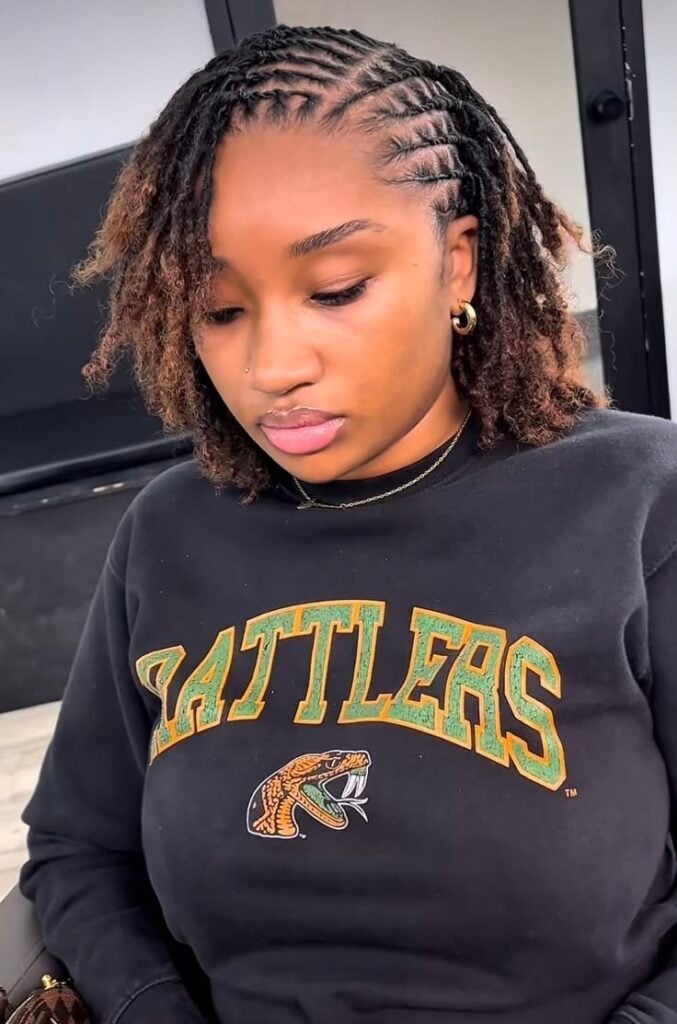 Collarbone Dark Brown Locs Updo With Braids — Classy Locs Hair