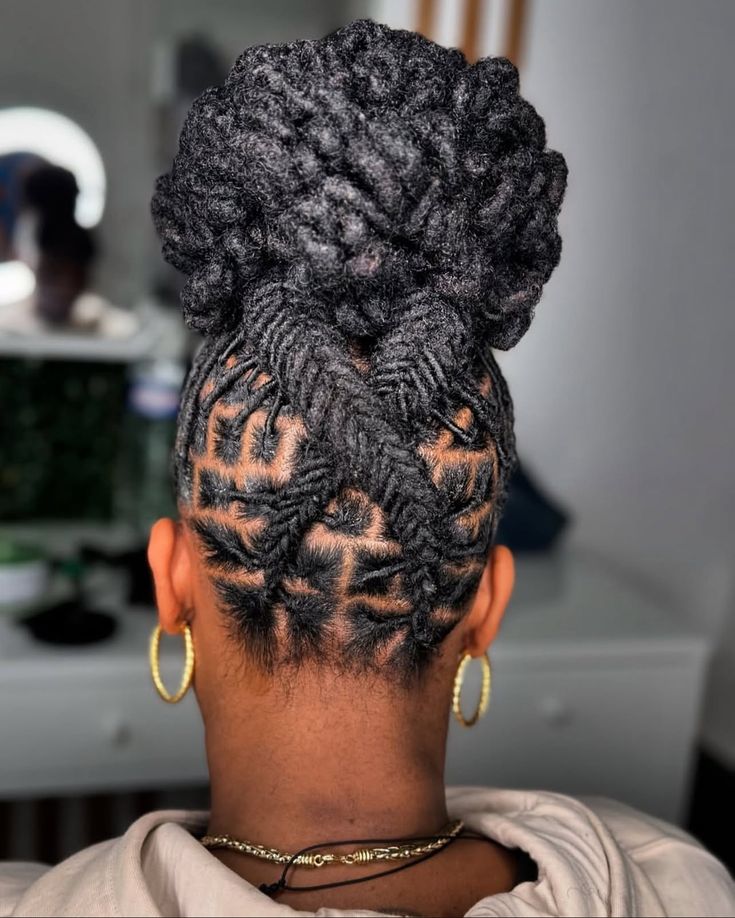 Mid-Back Black Locs Geometric Updo — Classy Locs Hair