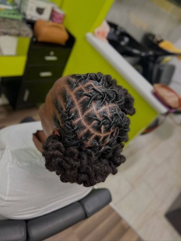 Shoulder Length Black Locs With Geometric Parting — Classy Locs Hair