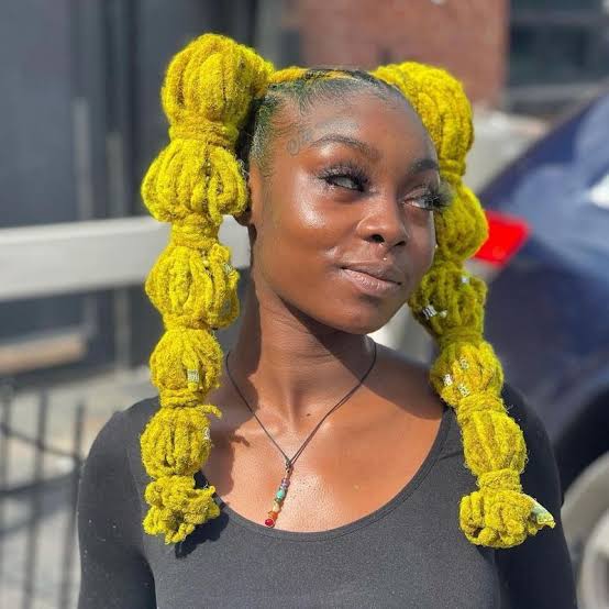 Mid-Back Locs In Vibrant Yellow Pigtails — Classy Locs Hair