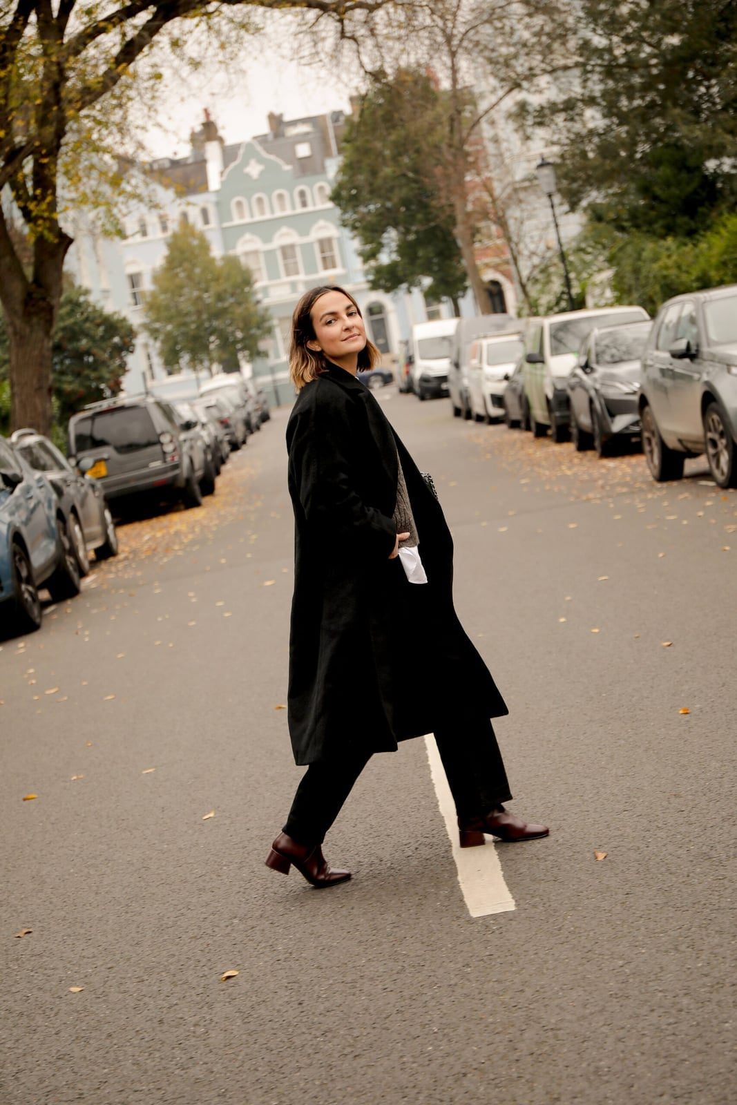 Black Overcoat with Grey Knit and Burgundy Boots Black Overcoat with Grey Knit and Burgundy Boots — Classy London Outfits