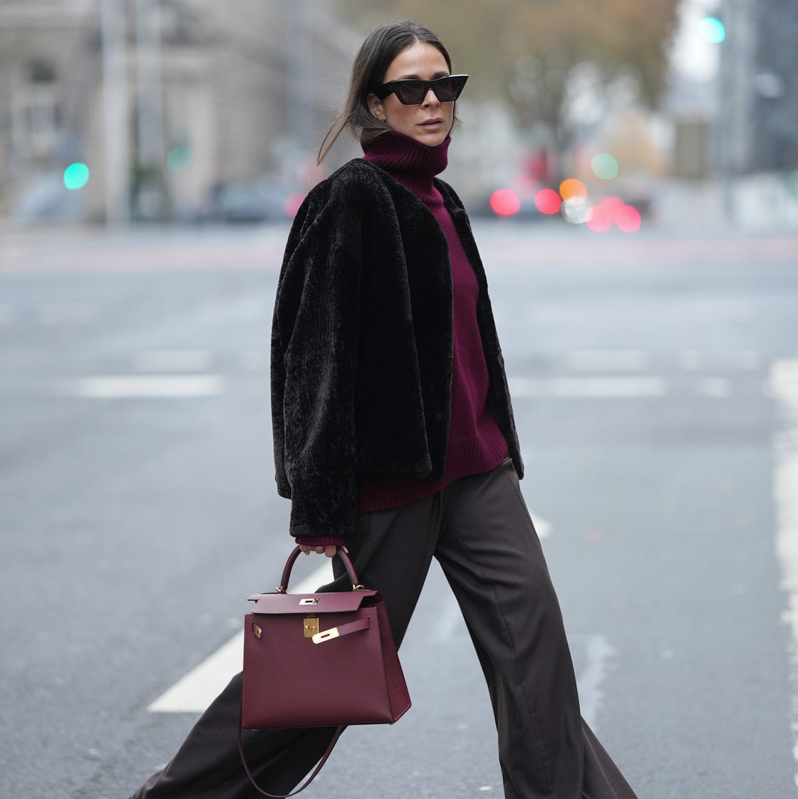 Textured Jacket with Burgundy Turtleneck Textured Jacket with Burgundy Turtleneck — Classy London Outfits
