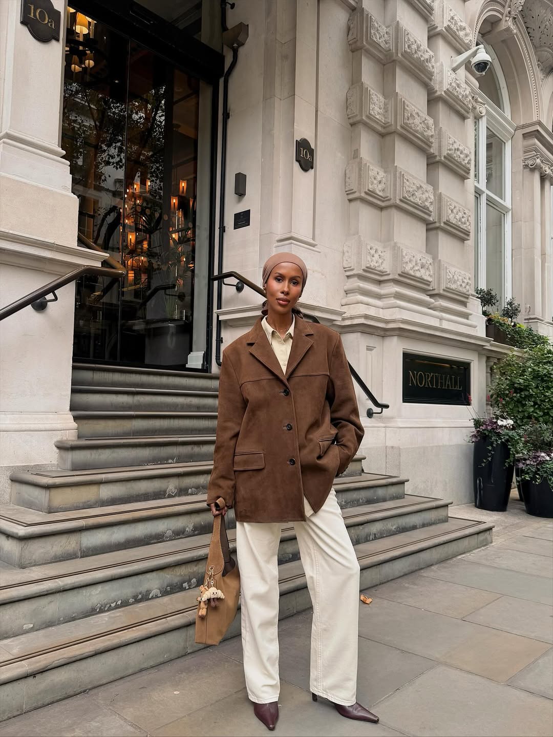 Brown Blazer with Cream Wide-Leg Trousers Brown Blazer with Cream Wide-Leg Trousers — Classy London Outfits