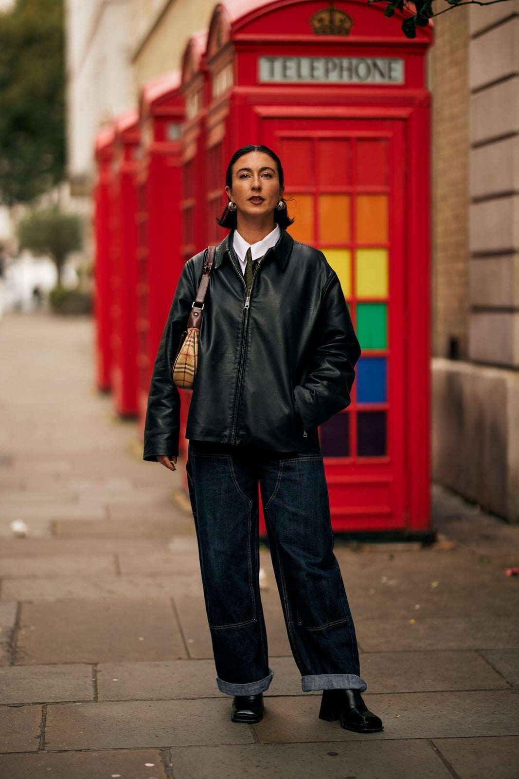 Black Leather Jacket with Green Vest Black Leather Jacket with Green Vest — Classy London Outfits