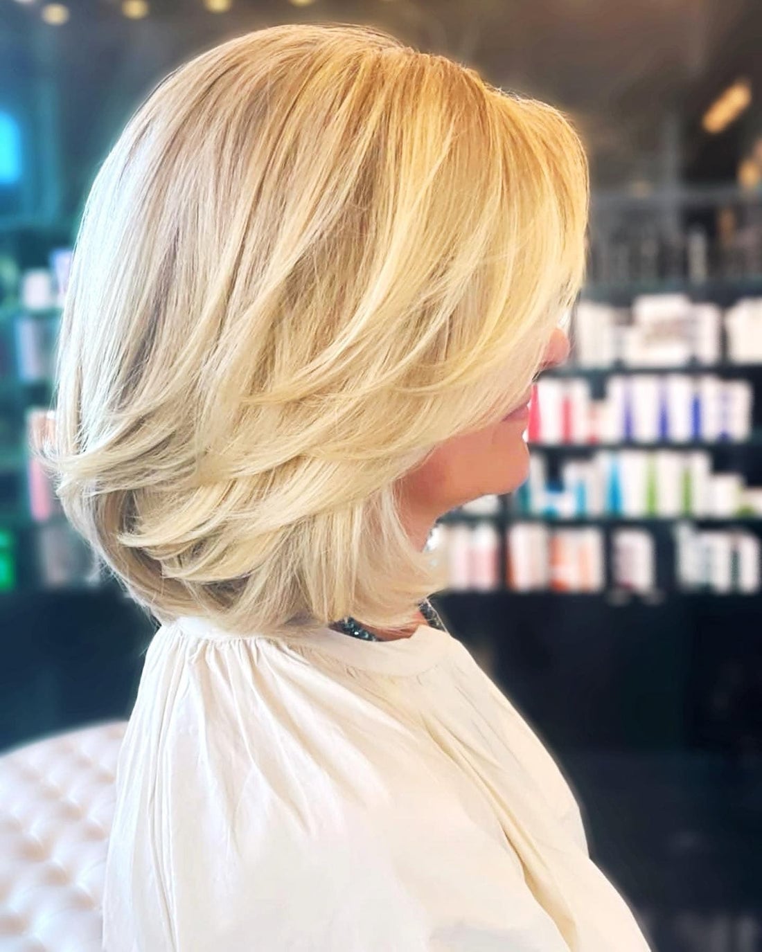 Ash Blonde Layered Bob With Flipped Ends — Classy Long Bob