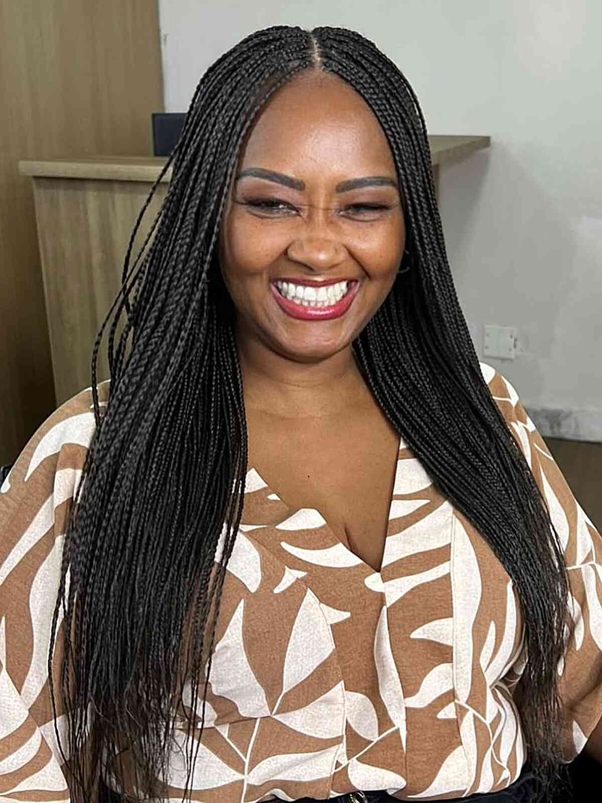 Dense Mid-Back Black Micro Braids — Classy Long Braids