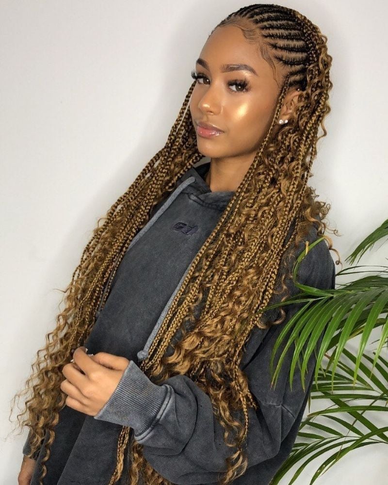 Mid-Back Box Braids With Honey Blonde Roots — Classy Long Braids