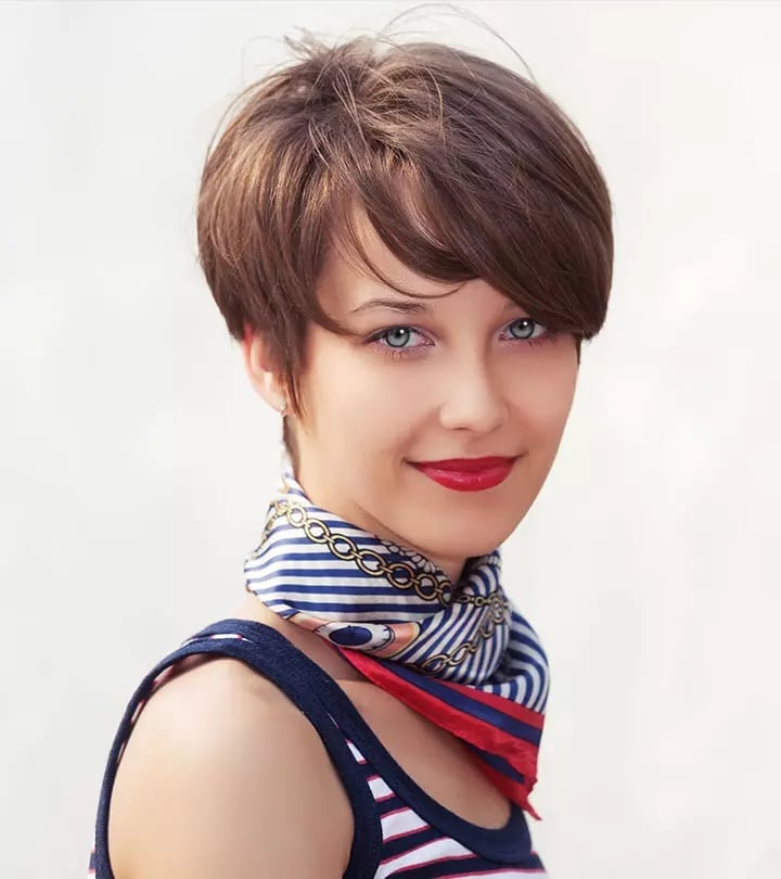 Edgy Dark Brown Pixie With Textured Bangs — Classy Long Pixie