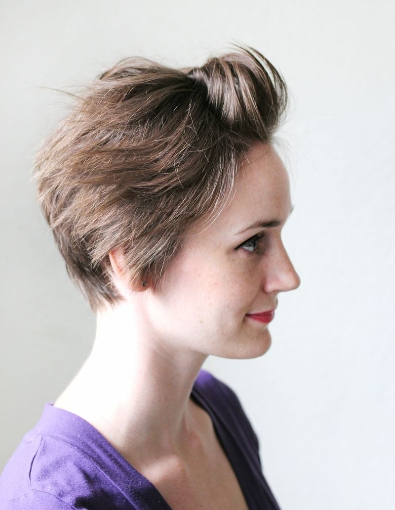 Voluminous Crown Pixie In Medium Brown — Classy Long Pixie