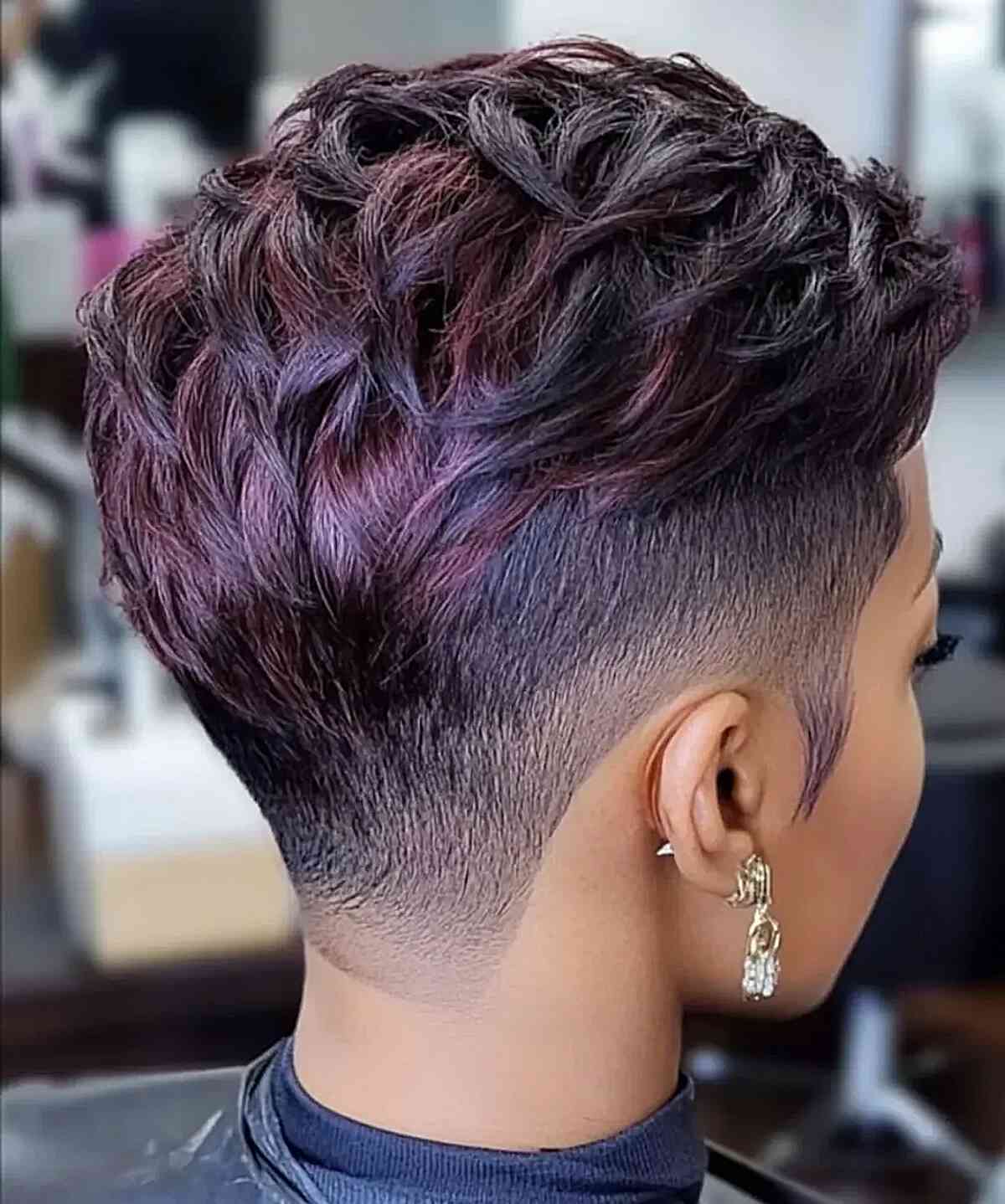Dark Purple Pixie With Undercut — Classy Long Pixie