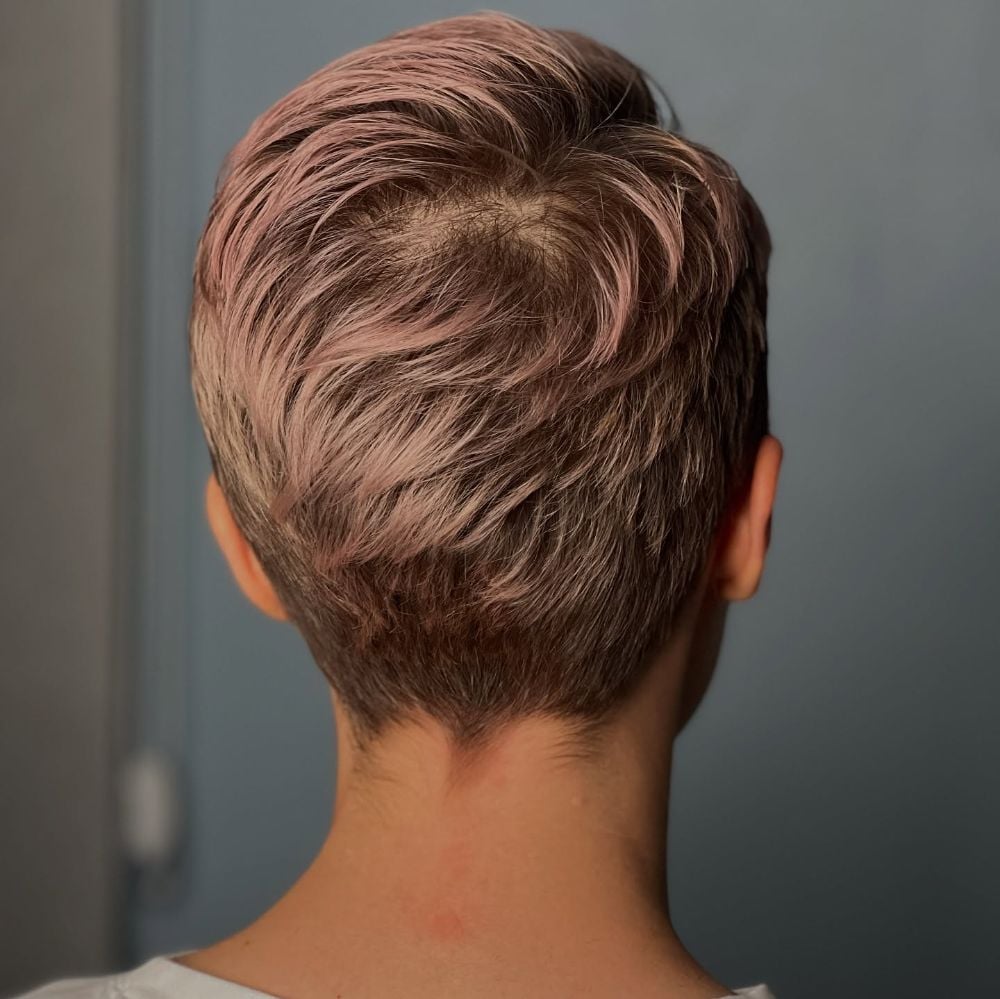 Textured Pixie With Pink Highlights — Classy Long Pixie